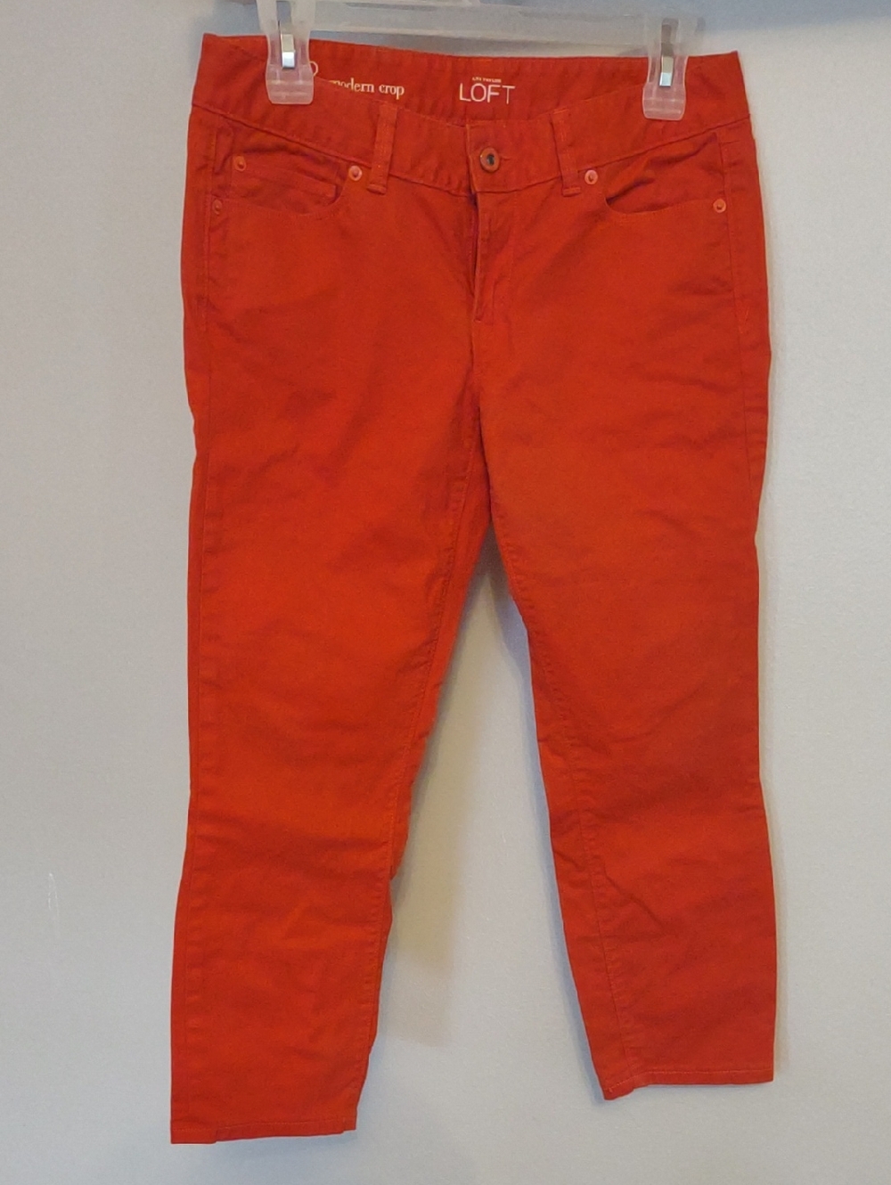 LOFT Cropped Jeans in Vibrant Orange-Red